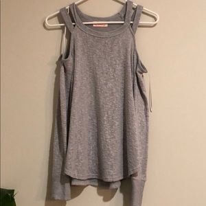 Blush long sleeve sweater w/ open shoulders